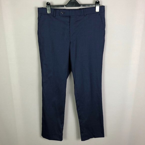 Trunk Club Navy Blue Small Check Wool Dress Pants Size 36W - Picture 1 of 8